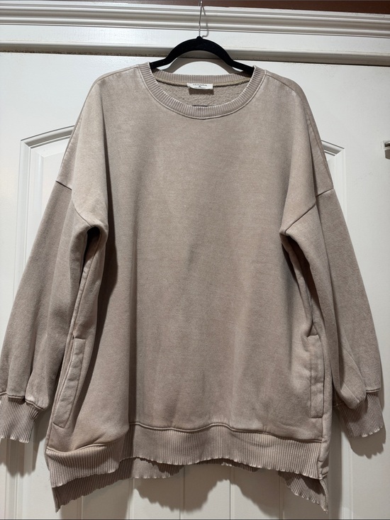 Zenana Outfitters Tops - Zenana Outfitters Oversized Crewneck Sweatshirt in Light Taupe